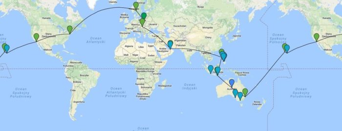podróż dookoła świata trasa